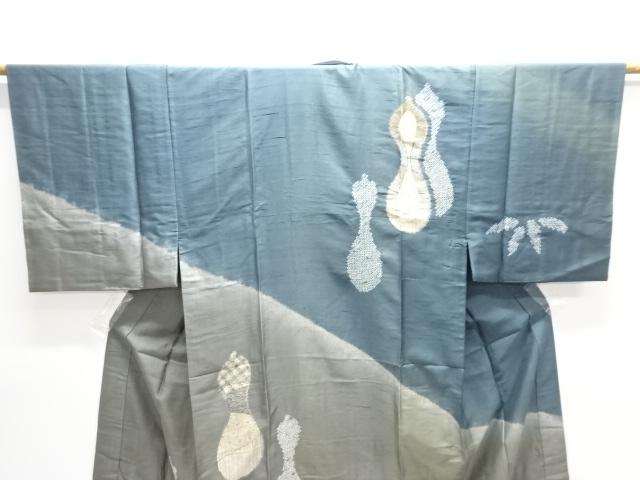  アンティーク　絞り瓢箪模様単衣男物長襦袢